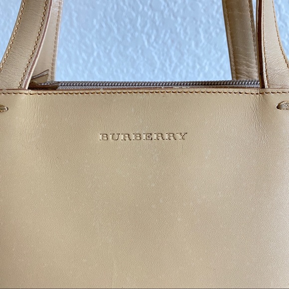 Burberry beige tonal stitch check leather tote - Picture 12 of 15